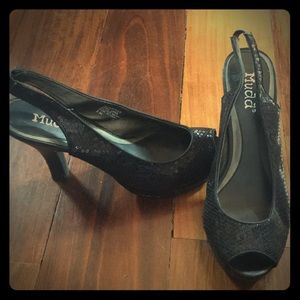 MUDD Black sequined platform Heels. Size 8